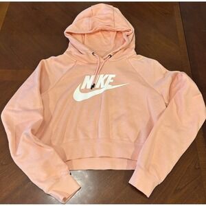 Nike Women's Essential Cropped‎ Pullover Hoodie Bleached Coral Size Small